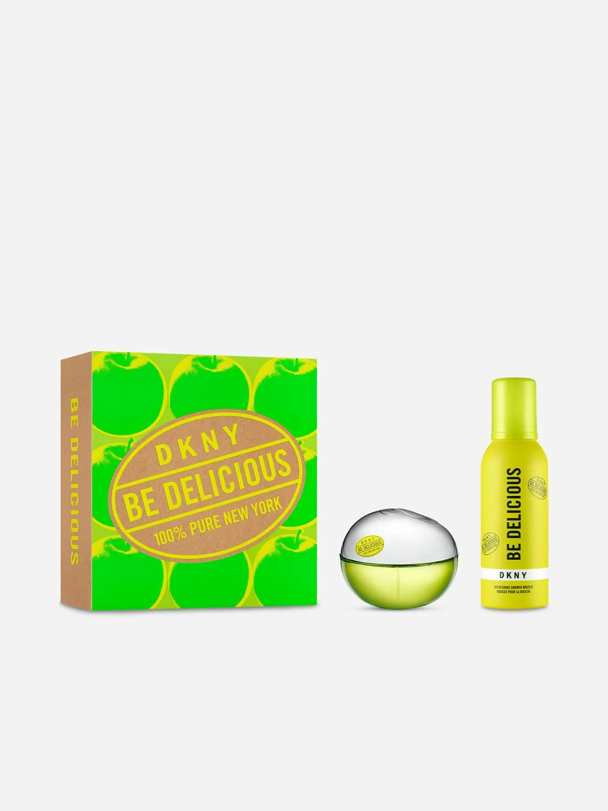 The DKNY Be Delicious 100ml Eau De Parfum Gift Set by Mäurer & Wirtz includes a captivating green apple-shaped bottle and matching packaging, offering a delightful scent that perfectly embodies a refreshing fragrance for women.