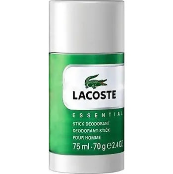 Introducing the Lacoste Essential 75g deodorant stick, an elegant green and white product for men that blends fresh sophistication in a compact size. Experience this invigorating fragrance from Lacoste, designed to keep you feeling confident throughout the day.