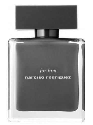 The Narciso Rodriguez for Him 50ml EDT is a sophisticated men's fragrance contained in a gray, rectangular bottle with a black cap. This Aromatic Fougere scent by Narciso Rodriguez captures the essence of sophistication and masculinity in every note.