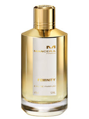 A gold-capped bottle of Mancera Feminity 120ml Eau De Parfum unveils an enchanting Oriental Floral fragrance.