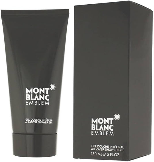 The Mont Blanc Emblem 150ml Shower Gel, packaged in a stylish tube and box, embodies the signature scent for men by the renowned brand Mont Blanc.