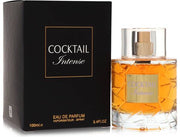 The "Fragrance World Cocktail Intense 100ml Eau De Parfum" by Fragrance World exudes an irresistible allure, elegantly accompanied by its black and gold packaging in this aromatic spicy fragrance.