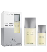 Explore the Issey Miyake L'Eau D'Issey Pour Homme Gift Set, featuring a 125ml and a 40ml Eau De Toilette. This Woody Aquatic fragrance captivates with its refreshing scent in signature packaging.