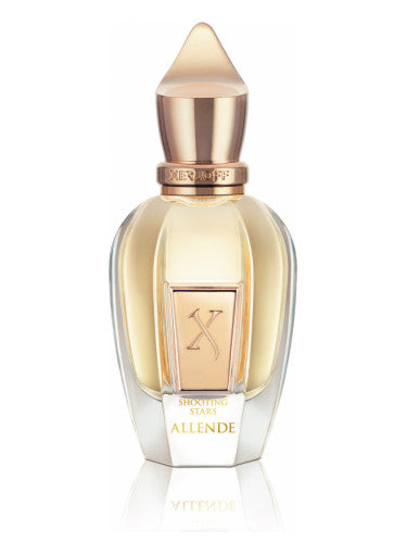 A Xerjoff Allende 100ml Eau De Parfum bottle with a gold lid.