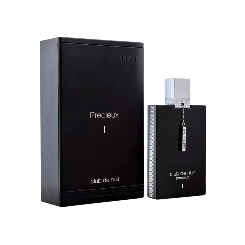 Load image into Gallery viewer, A sleek black bottle and matching box bear the &quot;Armaf Club de Nuit Precieux Extrait De Parfum&quot; label, featuring an Oriental Woody fragrance for an unforgettable scent experience.
