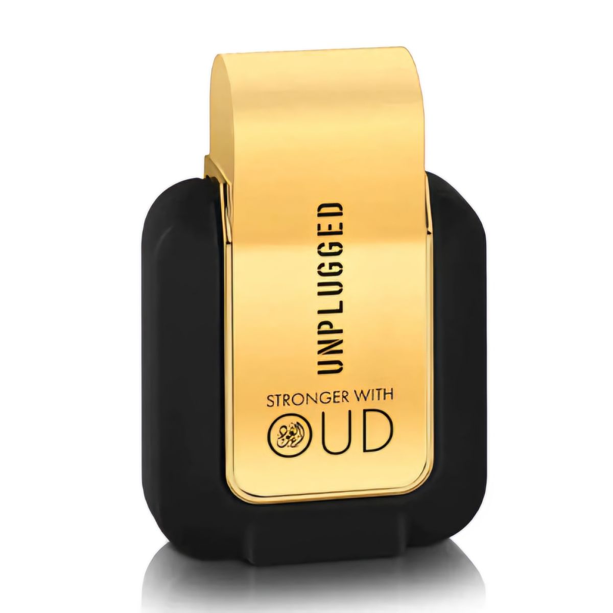 The Emper Unplugged Stronger with Oud 80ml Eau De Parfum, featuring a gold and black design, exudes sophistication, making it a captivating and distinguished men's fragrance.