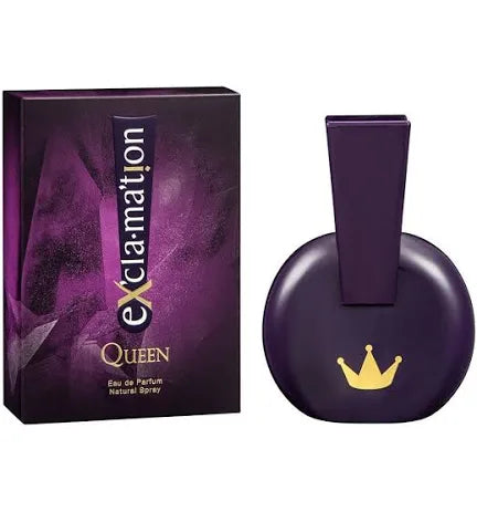 Coty Exclamation Queen 50ml EDP emanates sophistication with its deep purple bottle and packaging, embellished with a majestic gold crown motif—a quintessential fragrance for women.