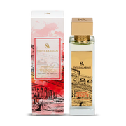 The Swiss Arabian Passion of Venice 100ml Extrait De Parfum romantically captures Venice's spirit, with its bottle displayed beside a box artfully illustrating the enchanting city.