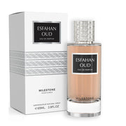 The Milestone Esfahan Oud 85ml Eau De Parfum by Milestone Perfumes enchants with its deep, oriental scent featuring luxurious agarwood (oud).