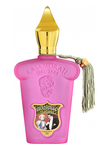 A bottle of Xerjoff Gran Ballo 100ml Eau De Parfum by Xerjoff with a pink perfume and a gold tassel.