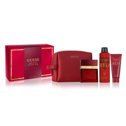 The Guess Seductive Homme Red 100ml EDT gift set features captivating red packaging with an Eau De Toilette, shower gel, aftershave balm, and a stylish toiletry bag—all perfectly coordinated as the ultimate fragrance ensemble for men.