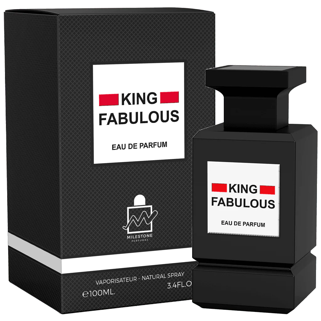 A black and white boxed perfume labeled "Milestone Mouge Ice Age Eau de Parfum" with a matching black bottle, from Rio Perfumes. The box features a small "Milestone" logo. This unisex fragrance for men and women comes in a generous 95ml (3.2 fl oz) size.