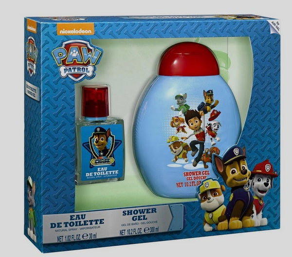 The Nickelodeon Paw Patrol 100ml EdT Gift Set features Eau De Toilette and shower gel, each package showcasing beloved cartoon characters, making it perfect for little adventurers!.