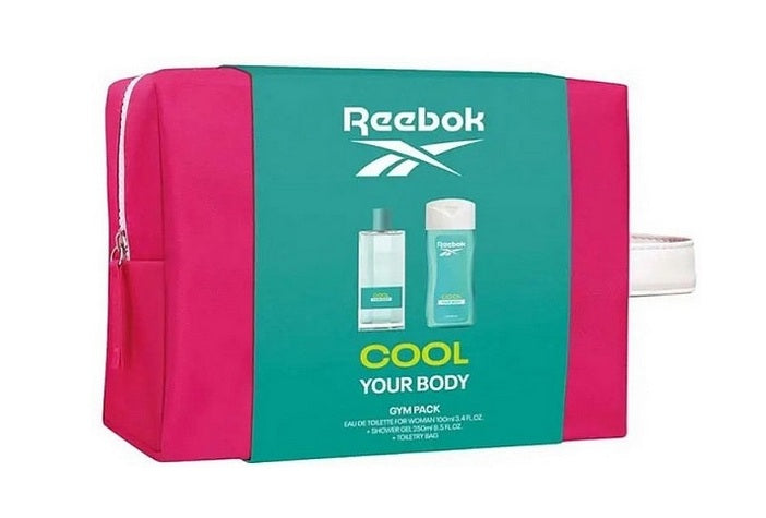 Introducing the Reebok Cool Your Body gym pack with a refreshing 100ml EDT and 250ml shower gel, elegantly packed in a pink toiletry bag—perfect for staying fresh and invigorated on the go.