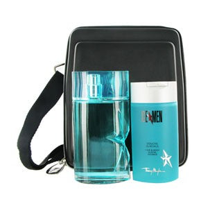 A bag containing a bottle of Mugler Ice Man 100ml Gift Set purchased from Rio Perfumes.