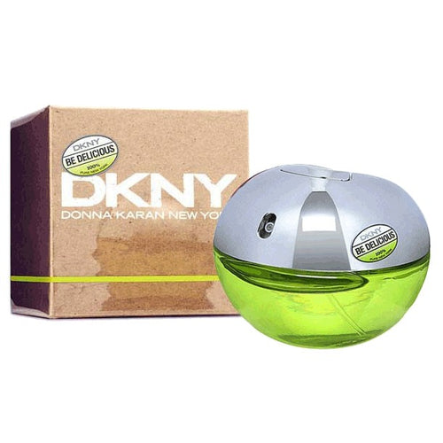 DKNY Be Delicious 30ml EDP unwrapped is a vibrant fragrance created by Maurice Roucel. Its distinctive round bottle, with a silver cap and green base, beautifully matches the elegant brown box displaying the renowned DKNY brand name.