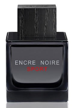 The Lalique Encre Noire Sport 50ml Eau De Toilette has a sleek black rectangular bottle with a textured black cap, capturing the refined essence of Nathalie Lorson's woody aquatic fragrance masterpiece.