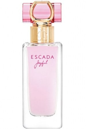 A bottle of Escada Joyful 75ml EDP showcased on a white background from Rio Perfumes.