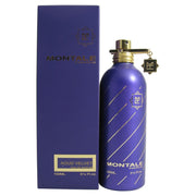 A bottle of Montale Paris Aoud Velvet 100ml Eau De Parfum in front of a box.