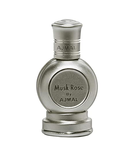 A bottle of Ajmal Rose Musc Eau De Parfum by Ajmal on a white background sold by Rio Perfumes.