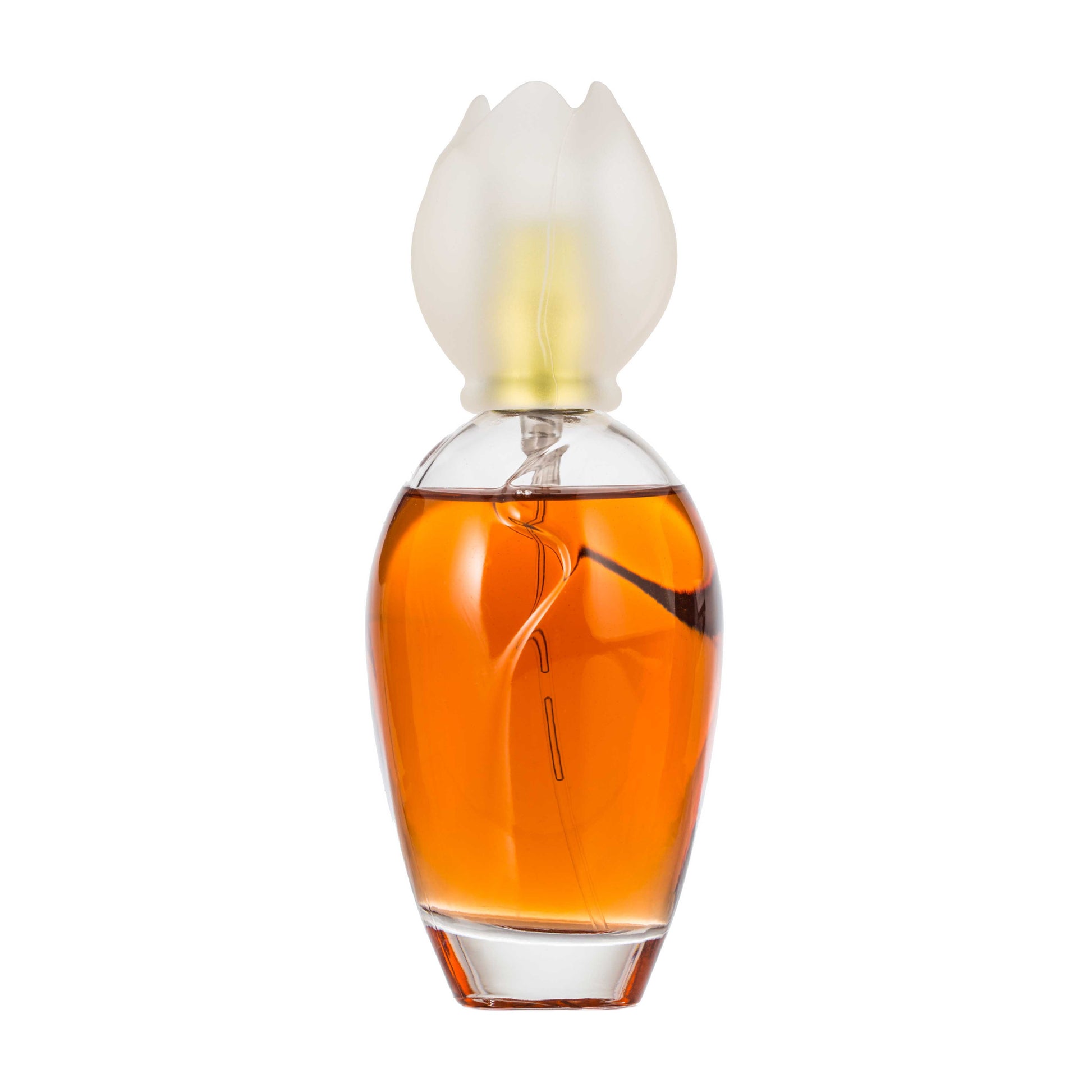 An unboxed 100ml bottle of Chloe Narcisse EDT, featuring orange liquid inside a clear glass container. Although it comes without a lid, the design recalls the elegance of daffodils with its minimalist yet sophisticated charm.