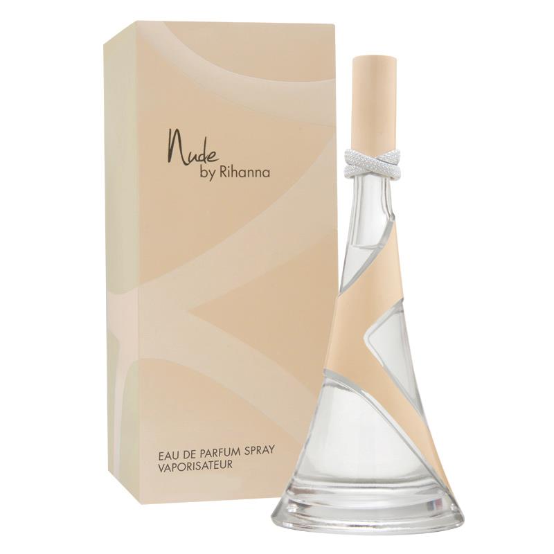 A fragrance bottle of Rihanna Nude 100ml Eau De Parfum by Rihanna for women.