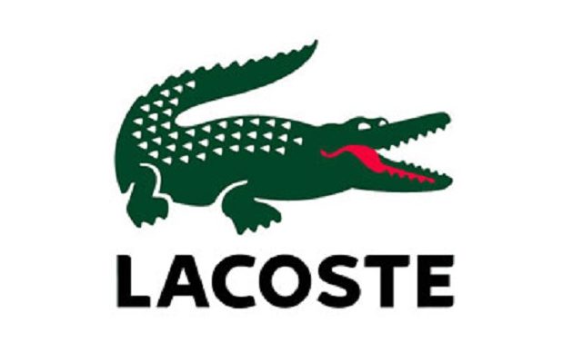 Load image into Gallery viewer, Green crocodile logo with open mouth above the word &quot;Lacoste&quot; in black text, reminiscent of the Lacoste Essential 75g deodorant stick for men.
