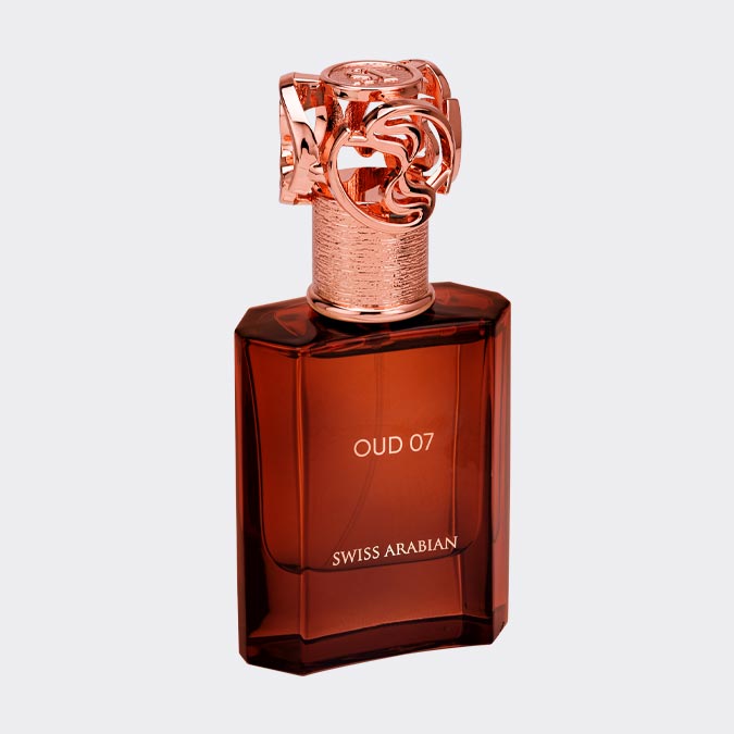 A bottle of Swiss Arabian Oud 07 50ml Eau De Parfum by Swiss Arabian, on a white background.