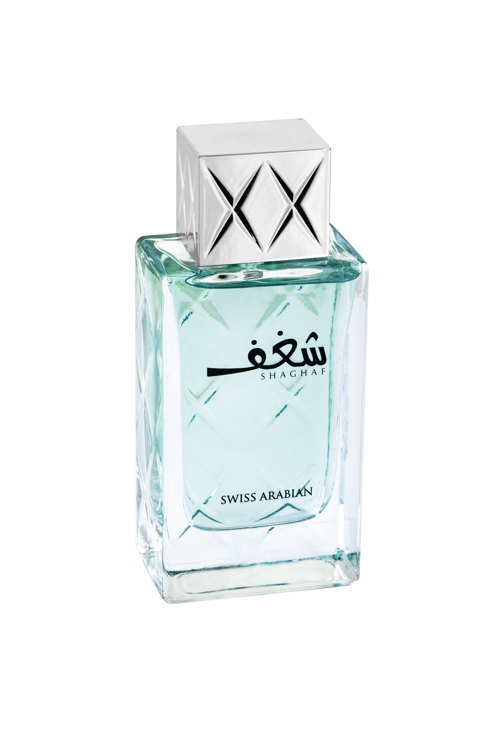 A bottle of Swiss Arabian Shagaf Man 75ml Eau De Parfum on a white background.