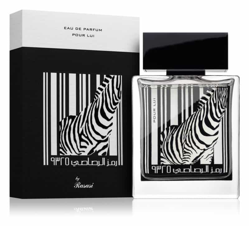 The Rasasi Rumz Al Rasasi pour lui Zebra 9325 Eau De Parfum, by Rasasi, features a striking zebra-designed bottle and box, capturing the bold essence perfect for anyone seeking a unique men's fragrance.