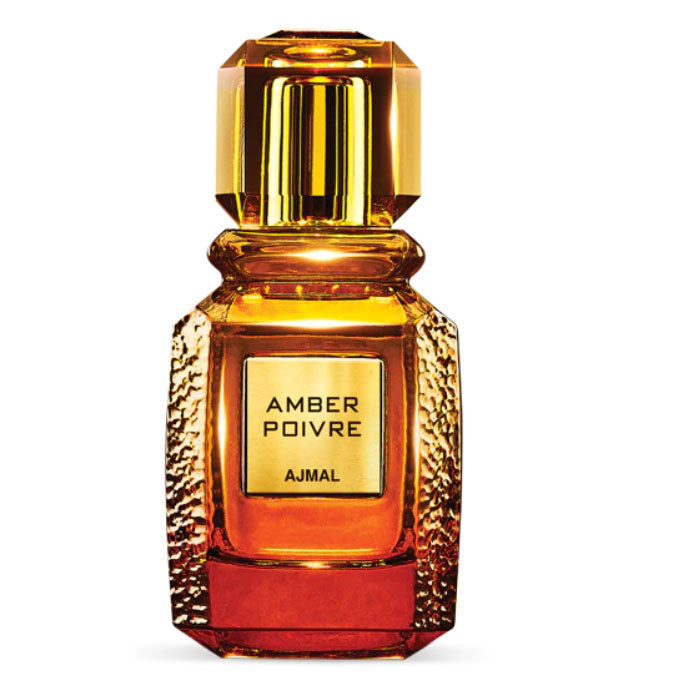 A bottle of Ajmal Amber Poivre 100ml Eau De Parfum by Ajmal on a white background, available at Rio Perfumes.