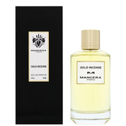 Mancera Gold Incense Eau De Parfum cologne with a box. 
Revised Sentence: Mancera Gold Incense 120ml Eau De Parfum by Mancera with a box.