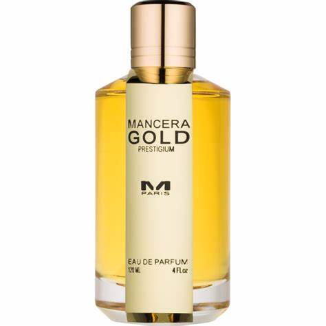 A Mancera Gold Prestigium 120ml Eau De Parfum bottle on a white background.