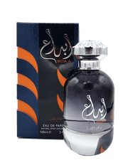 A bottle of Lattafa Ibda'a 100ml Eau De Parfum with an orange and blue box.