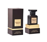 A Fragrance World Vanille En Tobacco 80ml Eau de Parfum in a white background.